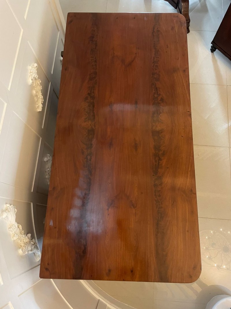 Unusual Antique Victorian Quality Figured Mahogany Kneehole Architects Desk - Image 8